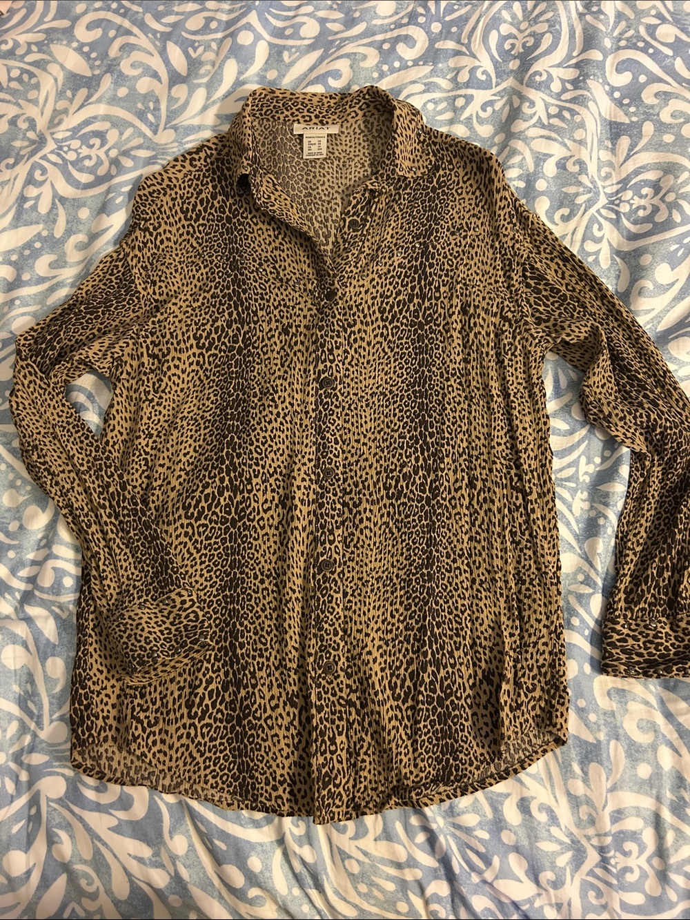Ariat Leopard Print Button-Down Shirt in Tan and Black